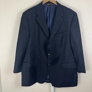 Hickey Freeman Lindsey Worsted Wool Sport Jacket Mens 44R Blue